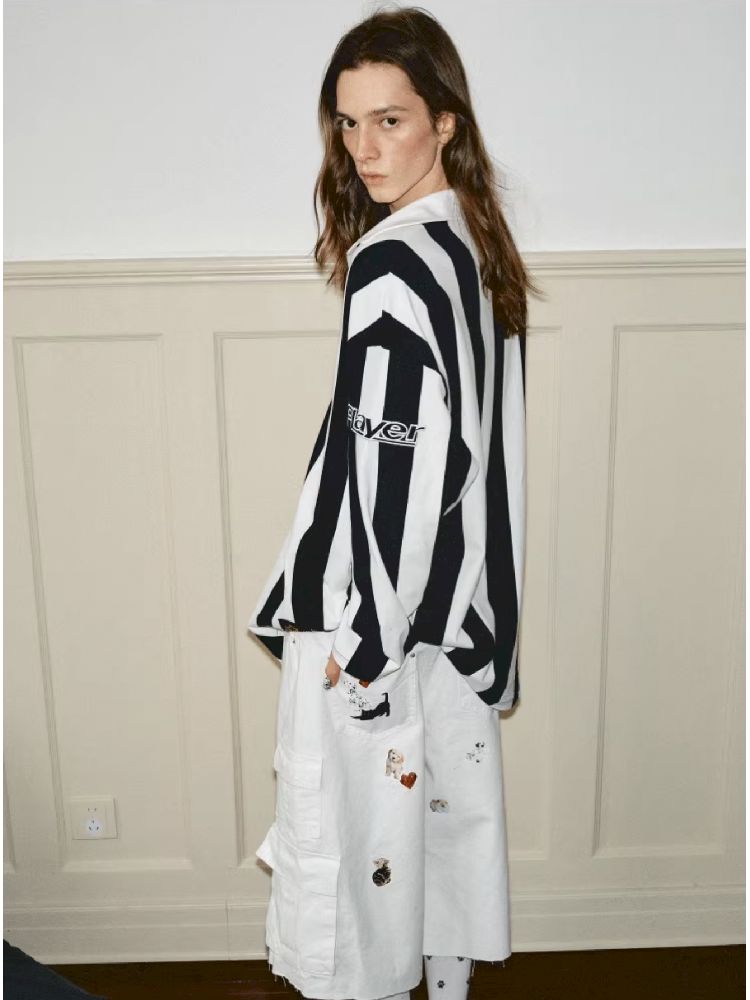 Black and white POLO Collar Ballgown【s0000011606】