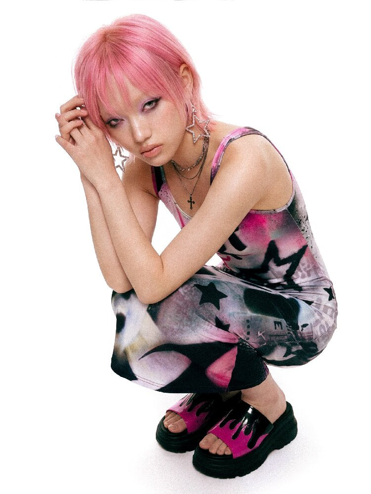 Original Graffiti Slim Vest Dress【s0000017402】