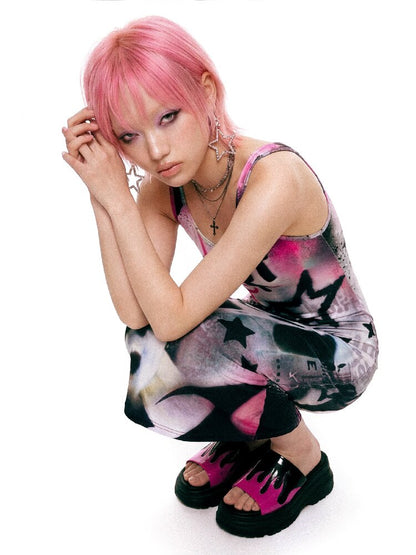 Original Graffiti Slim Vest Dress【s0000017402】