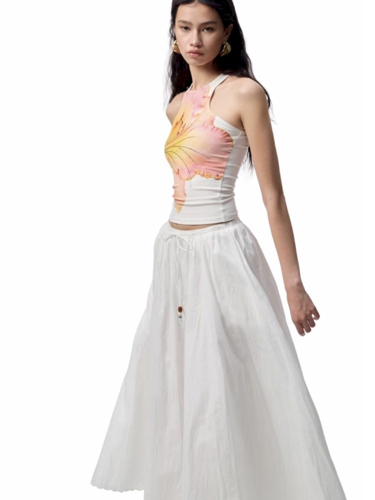 Floral Printing Hot Rhinestone Work Vest【s0000012406】