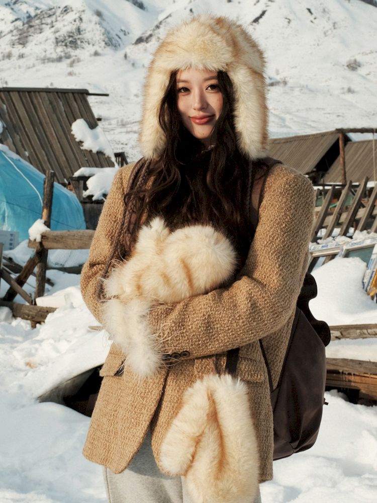 Knitted plush gloves 【s0000006016】