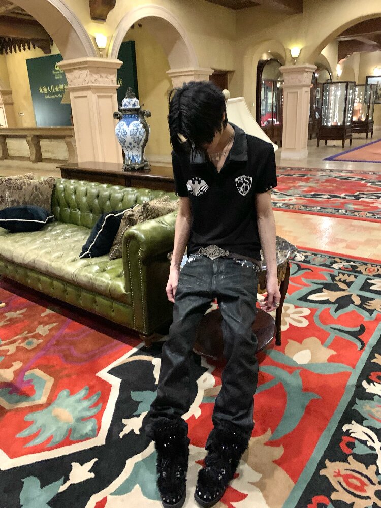 Heavy Waxed Rivet Star Stacked Jeans【s0000018254】