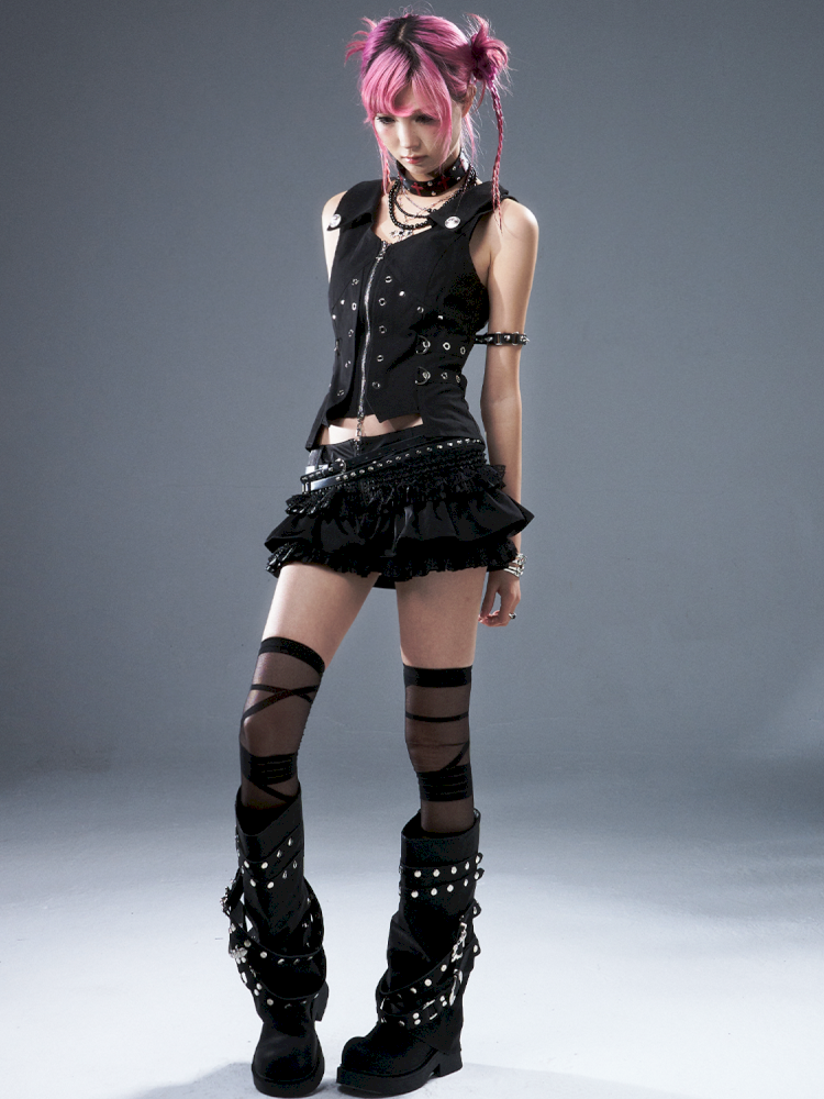 Punk Metal Slim-Fit Waist-Defining Vest【s0000012939】