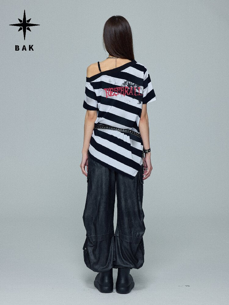 Striped Graffiti Print Loose Top【s0000016696】