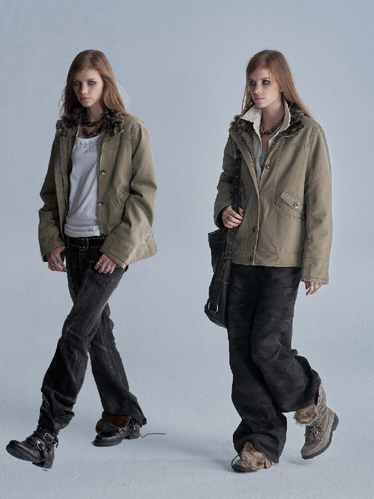 Distressed Lambswool Padded Jacket【s0000019094】
