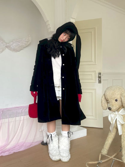 Velvet Mid-Length Coat【s0000011334】
