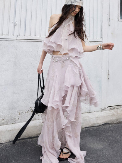Romantic Ruffle Two-Piece Dress【s0000016868】