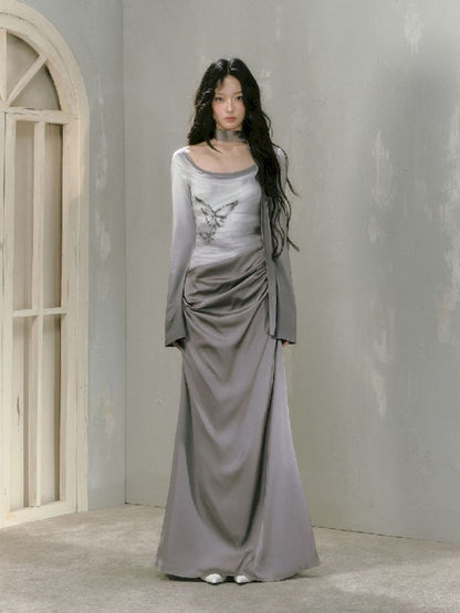 Gray Long Sleeve Dress [S0000010019]