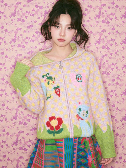 Light Pink Polka Dot Hood Cardigan【s0000015024】