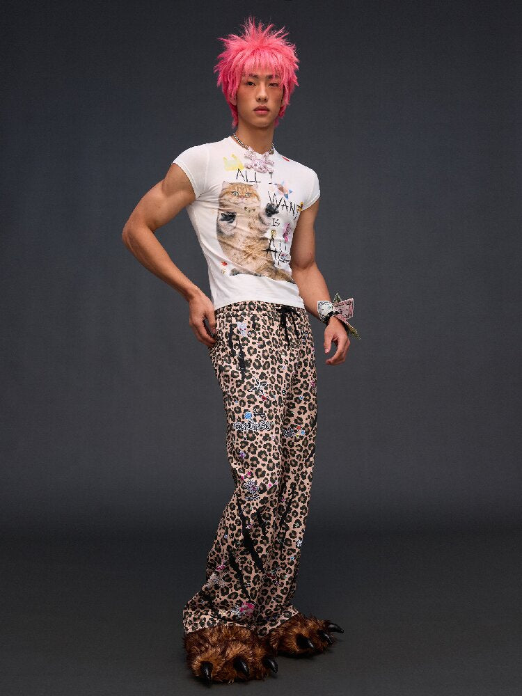 Leopard Sticker Print Sweatpants【s0000017030】