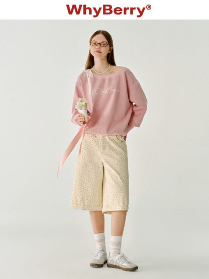 Lace Ribbon Sweatshirt Raglan Top【s0000011980】