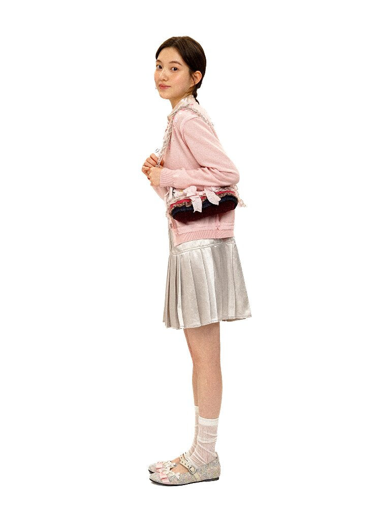 Lace Shirring Bow Striped Bag【s0000016090】