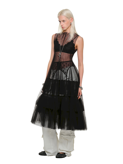 Mesh Sheer Layered Sleeveless Dress【s0000011564】