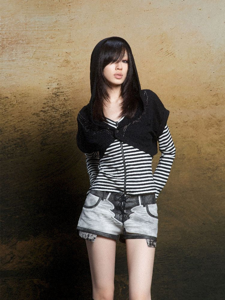 Wings Hot Rhinestone Hooded Short Tunic【s0000011818】