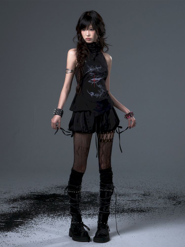 High Neck Lapel Knit Sleeveless Tank Top【s0000012446】