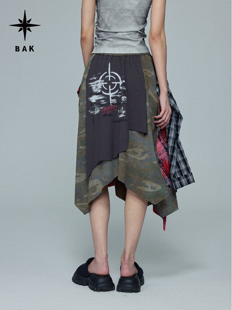 Camouflage Plaid Spliced Skirt【s0000016687】