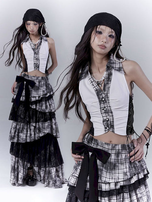 Plaid model splicing shirt【s0000012374】