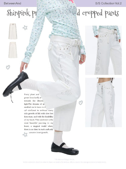 White Glitter Belt Slacks Pants【s0000016403】