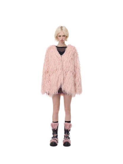 Pink Blue Sheep Fur Gal Jacket【s0000015133】