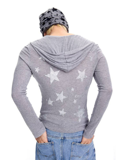 Star Glitter Print Long-Sleeve Top【s0000014415】