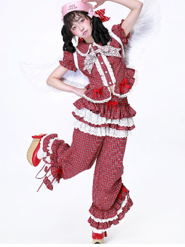 Retro Red Plaid Trousers【s0000012192】