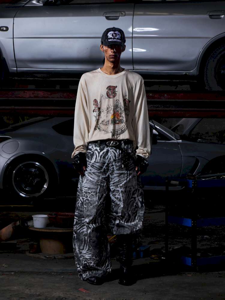 Tiger Print Gradient Wide Jeans【s0000015176】