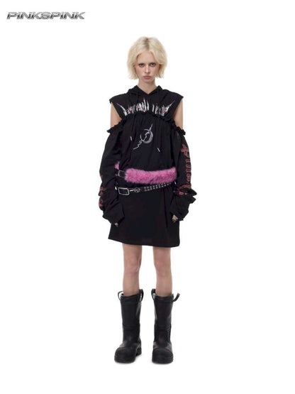 Black Metal Rock Rivet Wool Belt【s0000015131】