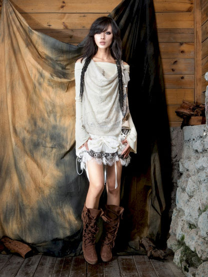 Slim-Fit Off-Shoulder Long-Sleeve T-Shirt【s0000013895】