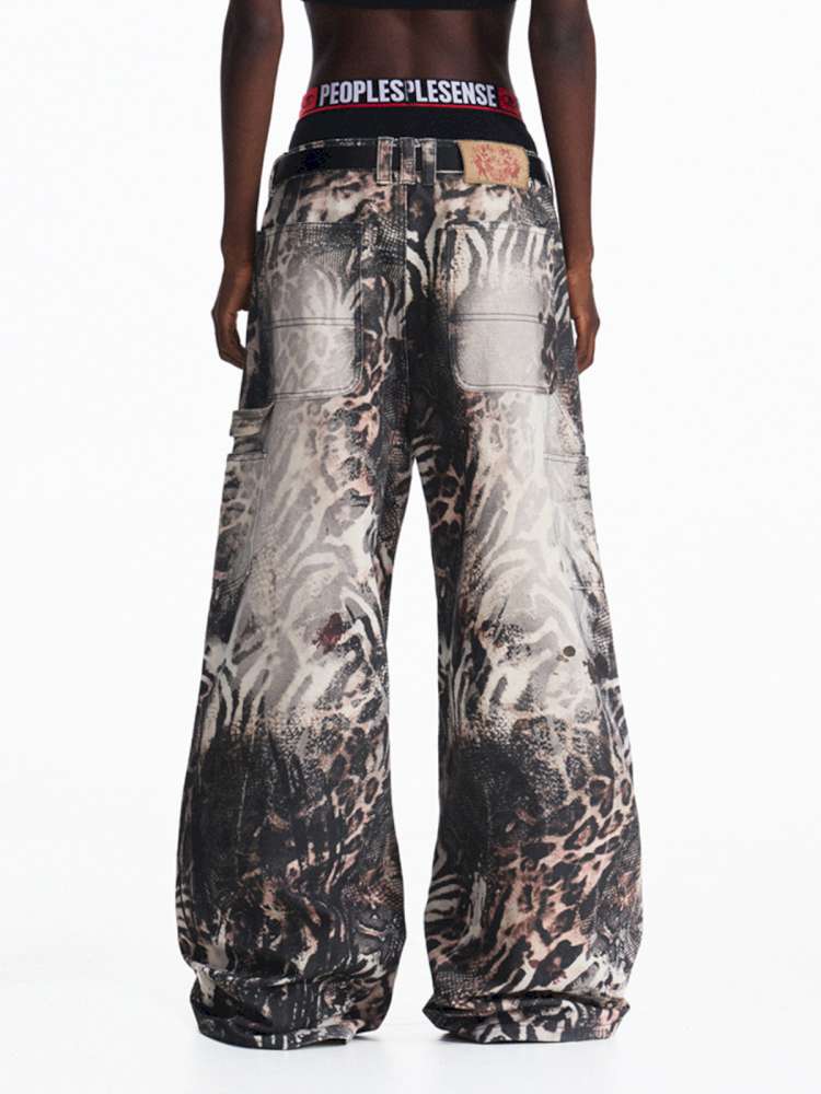 Ombre Zebra Print Rebuilt Jeans【s0000015182】