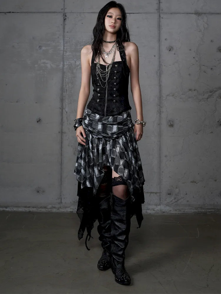 Asymmetrical Halter Neckline Dress【s0000013942】