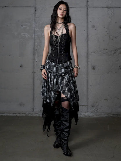 Asymmetrical Halter Neckline Dress【s0000013942】