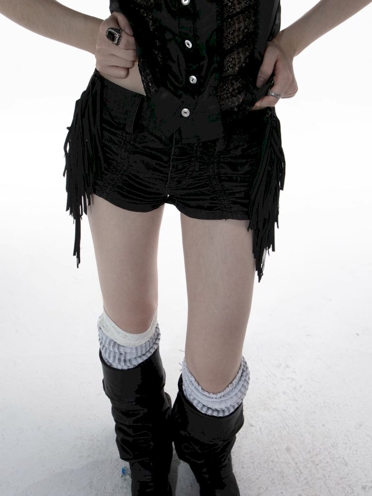 Micro-Stretch Fabric Low-Waist Shorts【s0000012704】