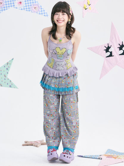 Taro Purple Ruffle Halter Overalls【s0000018372】