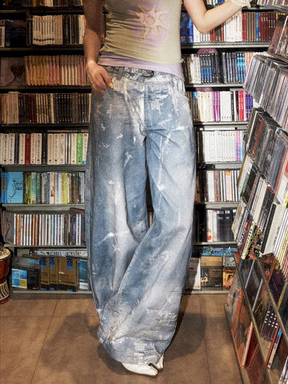Printed wide leg jeans【s0000012285】