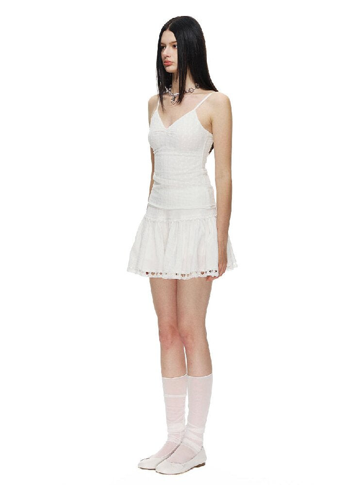 White Textured Lace Puffy Skirt【s0000015871】
