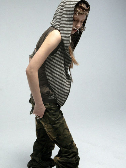 Hooded Zipper Versatile Tank T-shirt【s0000011838】