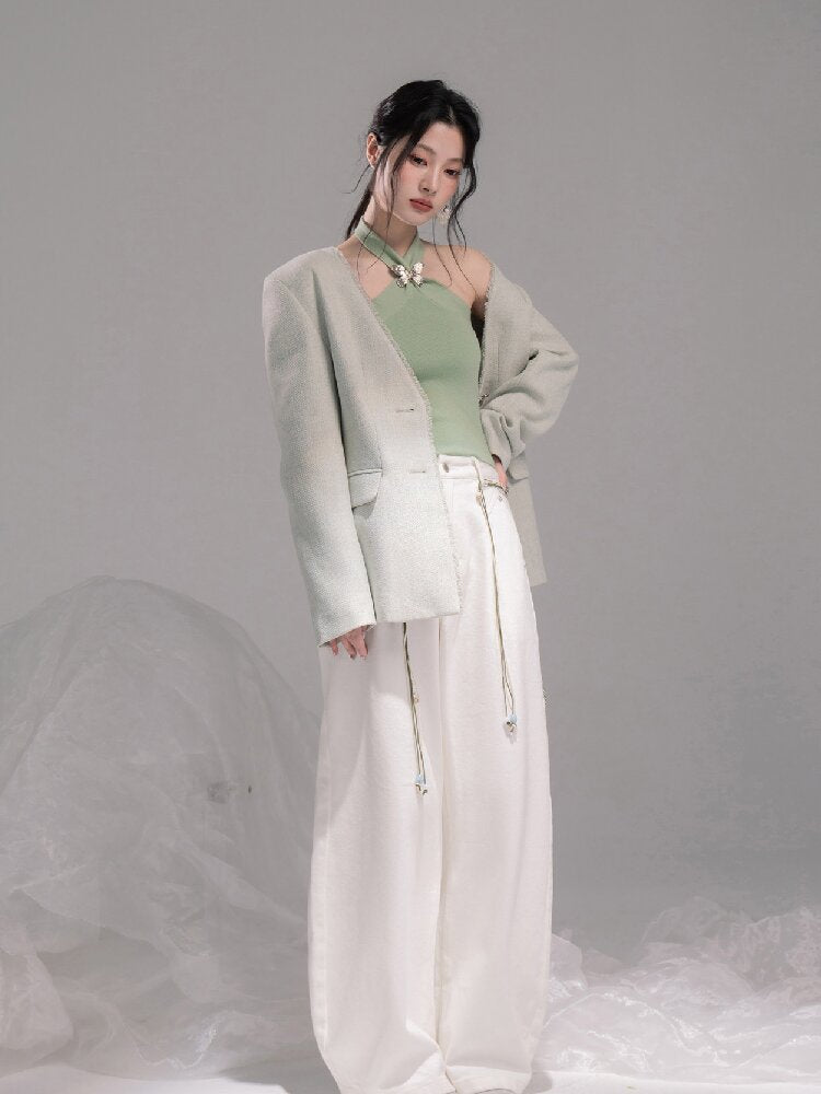 Openwork Woolen Halterneck Set【s0000015746】