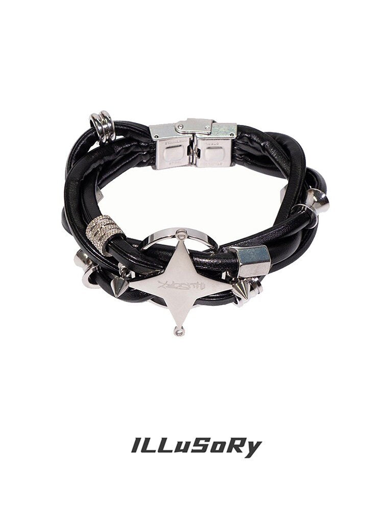 Leather Heavy Beaded Bracelet【s0000018841】