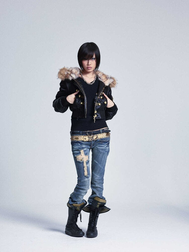 Fur Collar Hooded Cropped Jacket【s0000015561】