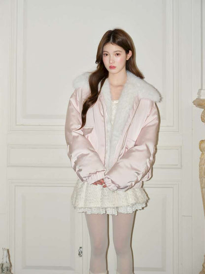 Glossy Satin Fleece Down Jacket【s0000015047】