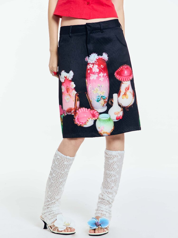 Vintage Porcelain Mid Skirt Slim【s0000018687】