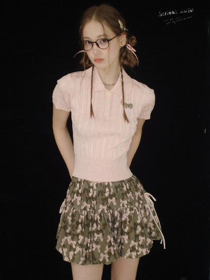 Twist Doll Collar Knitted T-Shirt【s0000016612】