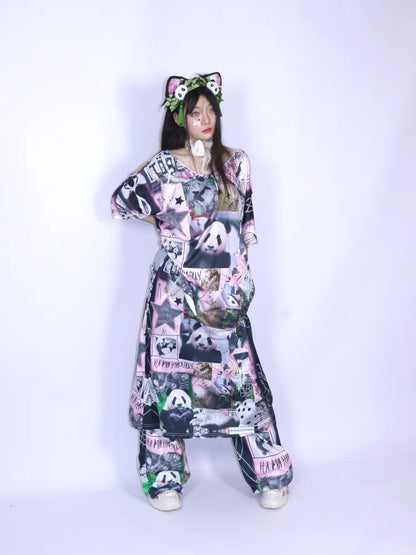 Panda Relaxed-Fit Wide-Leg Pants【s0000013976】