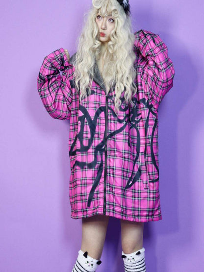 Y2K Subculture Loose Hooded Fleece Jacket【s0000014632】