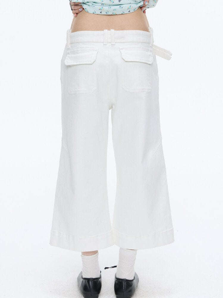 White Glitter Belt Slacks Pants【s0000016403】