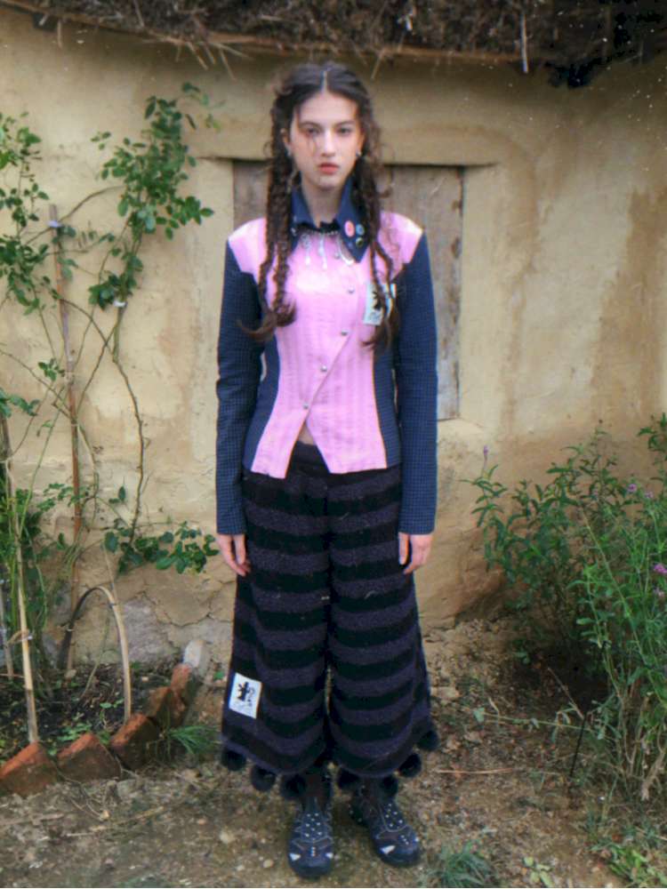 Pink Blue Plaid Multi-Button Shirt【s0000014897】