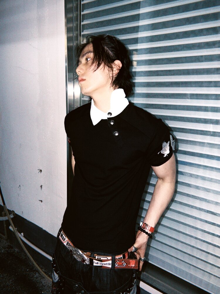 Wine Dot Cross Collar Polo Shirt【s0000016964】