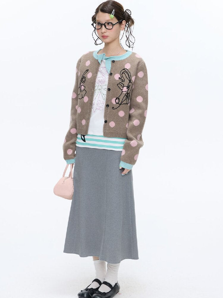 Contrasting Bow Polka Dot Sweater【s0000016382】
