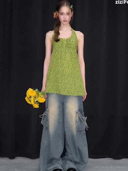Floral Halterneck Lace Up Camisole【s0000016846】