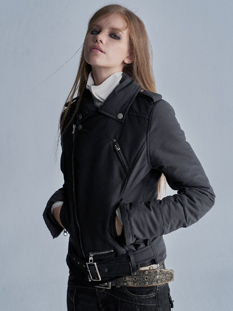 Punk Black Belted Cotton Jacket【s0000019090】